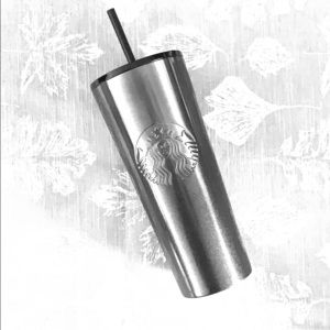 Starbucks black/silver metal tumbler 24oz